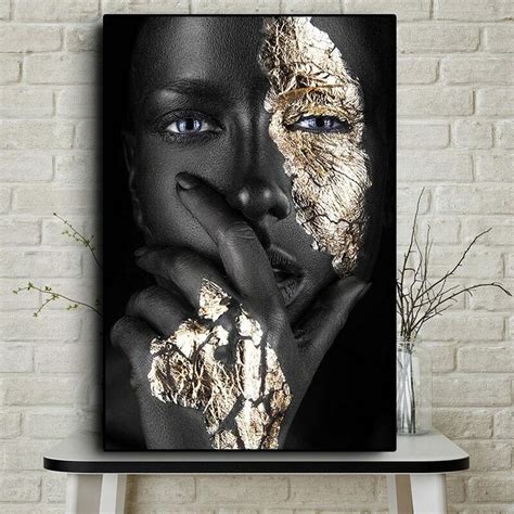 Posters And Prints Home And Garden Canvas Print Painting Black Gold African