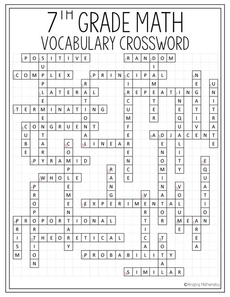 Crossword Puzzles Printable 7th Grade Printable Crossword Puzzles