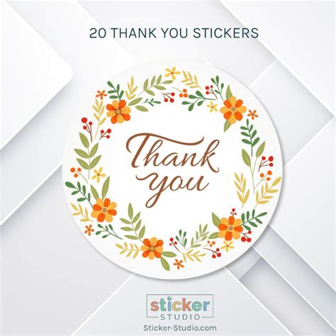 Thank You Flower Stickers Sticker Studio