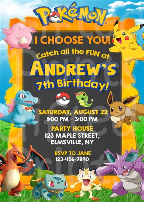 Birthday Invitation Pokemon Theme