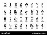 Currency symbols set with names Royalty Free Vector Image