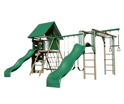 Lifetime Deluxe Double Slide Earthtone Playground Swing ...