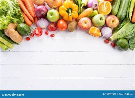 Healthy Lifestyle And Food Concept Top View Of Fresh Vegetables Fruit