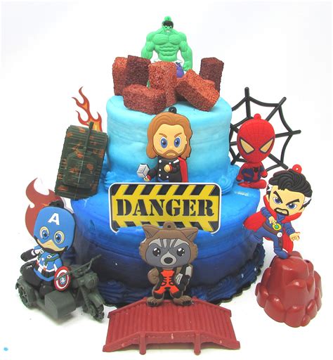 Buy Avengers Deluxe Super Hero Birthday Cake Topper Set Featuring