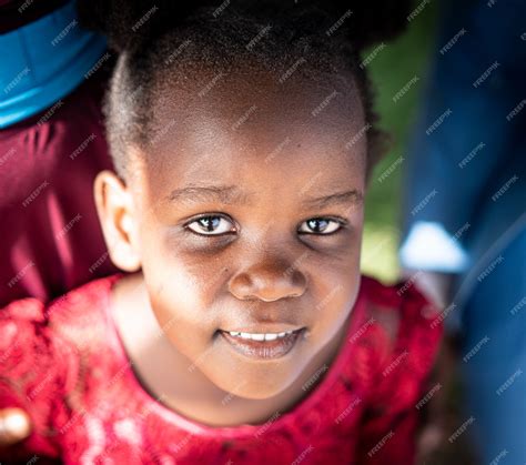 premium photo cute little black african girl close up