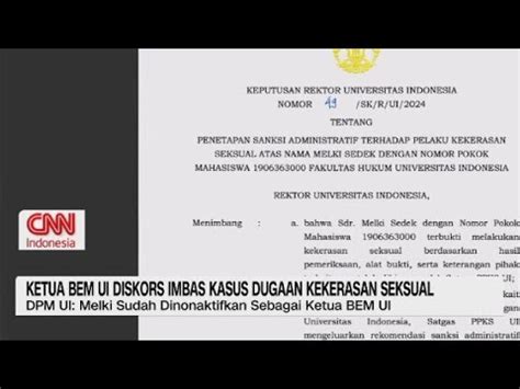 Ketua Bem Ui Diskors Imbas Kasus Dugaan Kekerasan Seksual Youtube