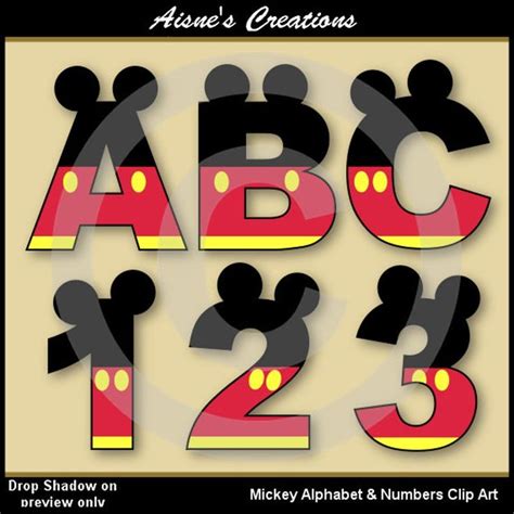 Mickey Alphabet Letters And Numbers Clip Art Graphics Etsy Mickey And