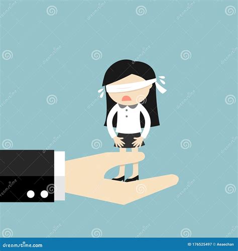 Boy Blindfolded Standing Alone On A Ladder Rung Vector Illustration On
