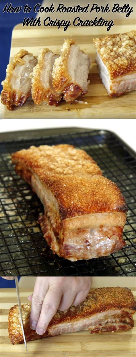 How To Cook Roasted Pork Belly With Crispy Crackling Pork Belly Pork Belly Recipes How To
