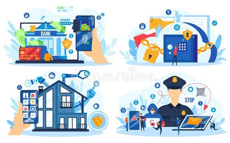 Data Protection Vector Illustration Cartoon Cyber Security Guard