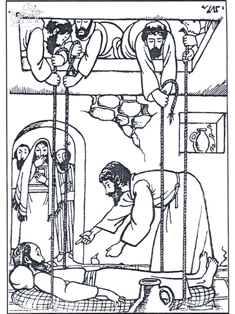 Jesus Heals The Paralytic Coloring Page