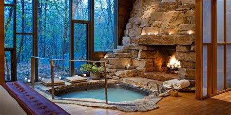 Fireplace Hot Tub And View In Vermont Hotel Room Twin Farms Os