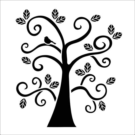 folkart curly tree laser stencil hobbycraft