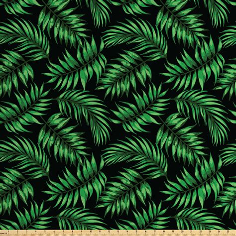 Tropical Fabric By The Yard Continuous Exotic Leaves Jungle Foliage