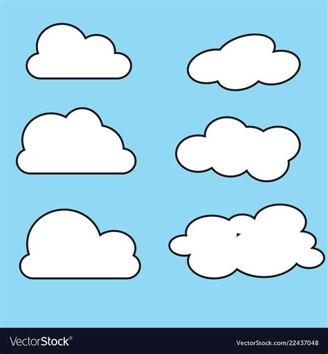 White Cloud Icon Set Fluffy Clouds Cute Cartoon Vector Image