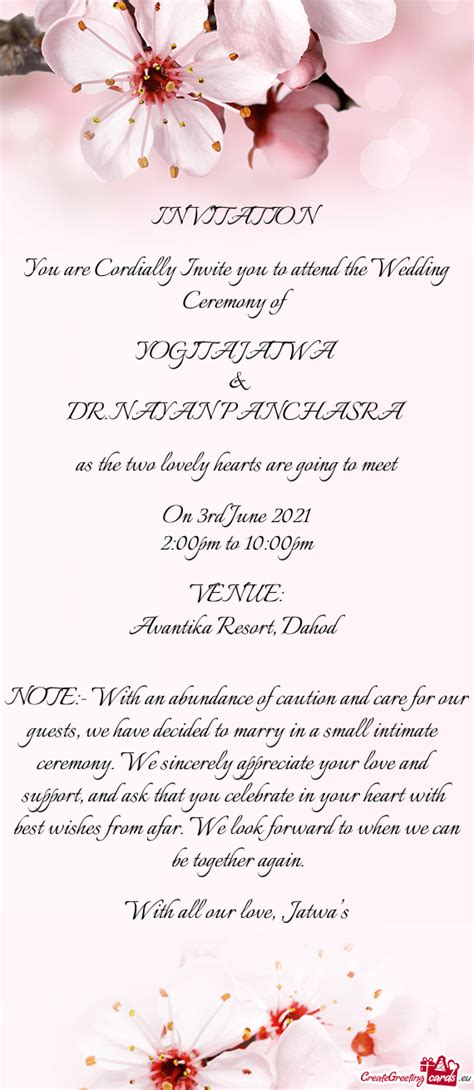 you are cordially invite you to attend the wedding ceremony of free cards