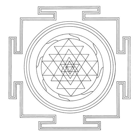 Tibetan Sri Yantra Mandala Coloring Page Free Printable Coloring