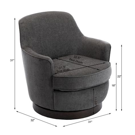 Comfort Pointe Reese Charcoal Wood Base Swivel Chair 8097 26