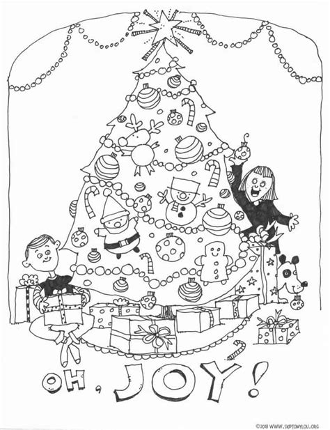 Santa's pile of gifts printable coloring page. Christmas Tree Coloring Page | Skip To My Lou