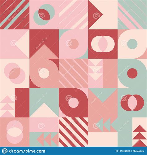 Seamless Pattern Geometry Shapes In Pink Tones Stock Vector