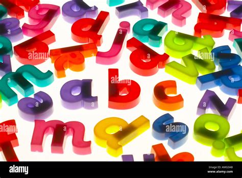 Glowing Closeup Of Childrens Alphabet Fridge Magnets Stock Photo Alamy