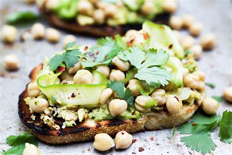 Avocado Toast With Spicy Marinated Chickpeas And Zucchini Floating