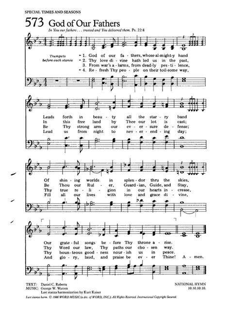 The Hymnal For Worship And Celebration 573 God Of Our Fathers Whose