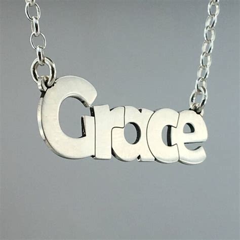 Custom Word Necklace Grace Necklace Sterling Silver Name Etsy