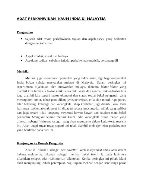Docx Adat Perkahwinan Kaum India Di Malaysia Dokumen Tips