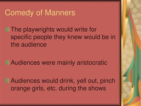Ppt Comedy Of Manners And Restoration Comedy Powerpoint Presentation
