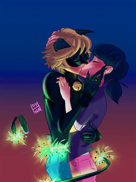 chat noir 🐱 and marinette 🐞 kiss credits to owner miraculous miraculousladybug l