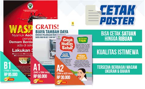 Cetak Poster Murah A3 A2 A1 B2 B1 Bisa Cetak Satuan