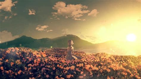 Anime Girl In Flower Field Live Wallpaper Moewalls