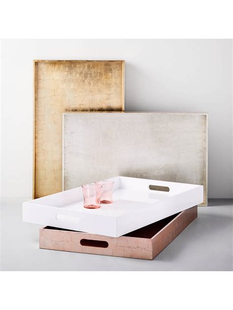 West Elm Large Lacquered Wooden Tray White At John Lewis And Partners
