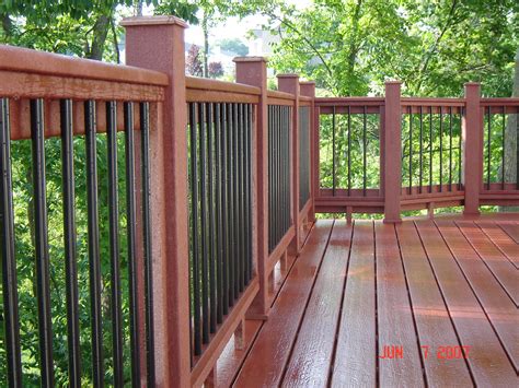 None of the steps in building this railing requires special woodworking tools. Moisture Shield Decking with Custom Railing | Metal baluster… | Flickr