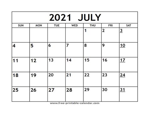 Through a free printable 2021 monthly calendar service, the user can find a list of the best printable 2021 planner template or monthly calendar, for downloading purpose. Printable 2021 July Calendar - Free-printable-calendar.com