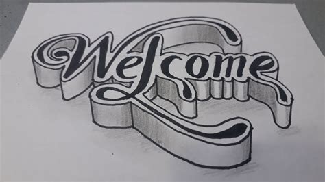How To Draw 3d Welcome Writing Art Diy Youtube