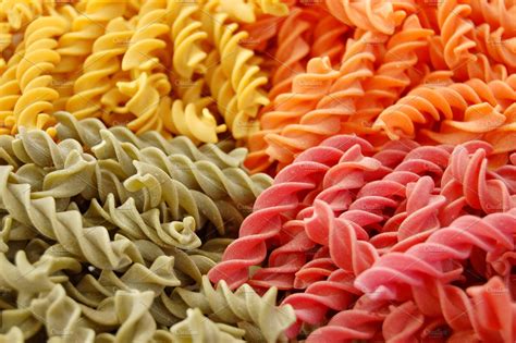 Colorful Fusilli Pasta Featuring Twirls Pasta And Fusilli Food