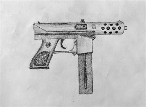 Tec 9 Pencil Sketch Gun Drawing By Lagzedits On Deviantart
