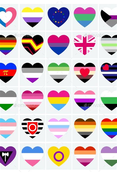30 Lgbt Flags In Heart Shape Vectors Graphicriver