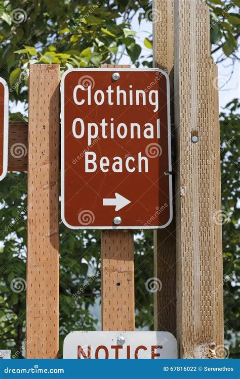 Clothing Optional Beach Sign Stock Image 74925193