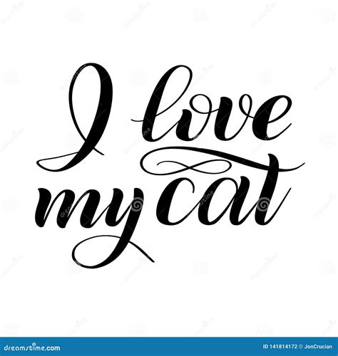 I Love My Cat Script Lettering Stock Vector Illustration Of Writing