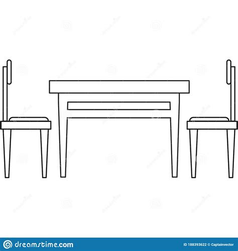 Dining Table With Two Chairs Vector Illustration Decorative Design