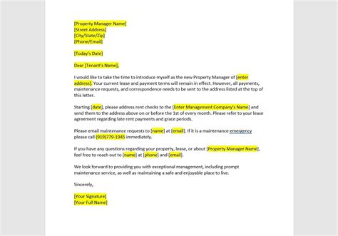 New Property Manager Introduction Letter Template New Property Manager