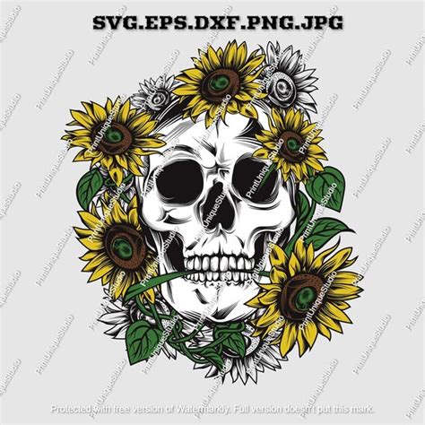 Skull svg file Flower Skull svg Skull cut file Floral Skull | Etsy