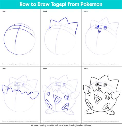 How To Draw Togepi From Pokemon Printable Step By Step Drawing Sheet