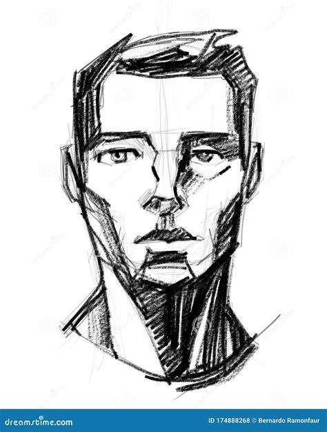 Human Male Face Pencil Illustration Stock Illustration Illustration