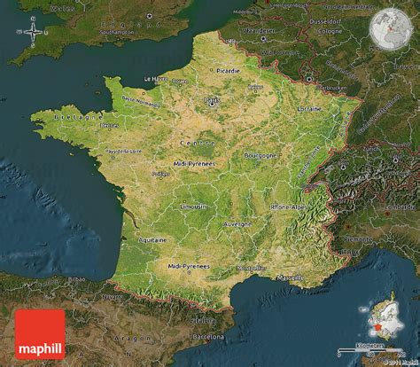 Satellite Map Of France Darken