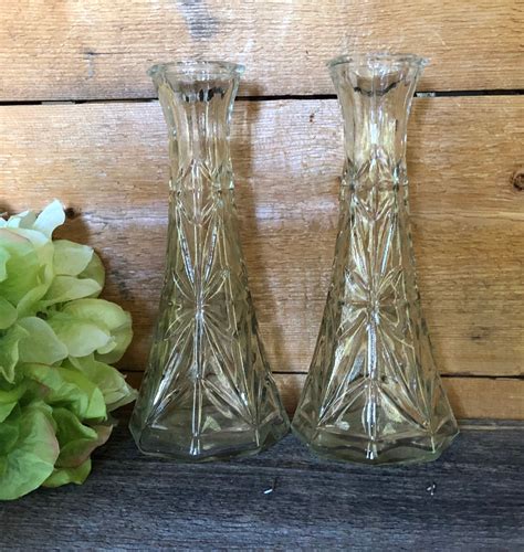 Vintage Hoosier Clear Glass Bud Vase B Starburst Etsy