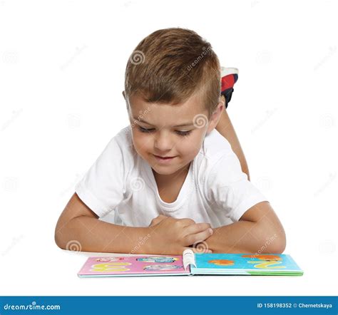 Cute Little Boy Reading Book On Background Stock Photo Image Of Alone